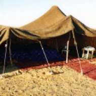 Traditional Berber tent in our Sahara Desert camp.