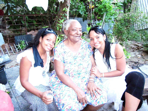 Tania and sister with their 92-year old grandmother, Cuba