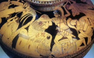 Greek vase painting of the sack of Troy